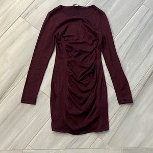 Express sparkly ruched sweater dress